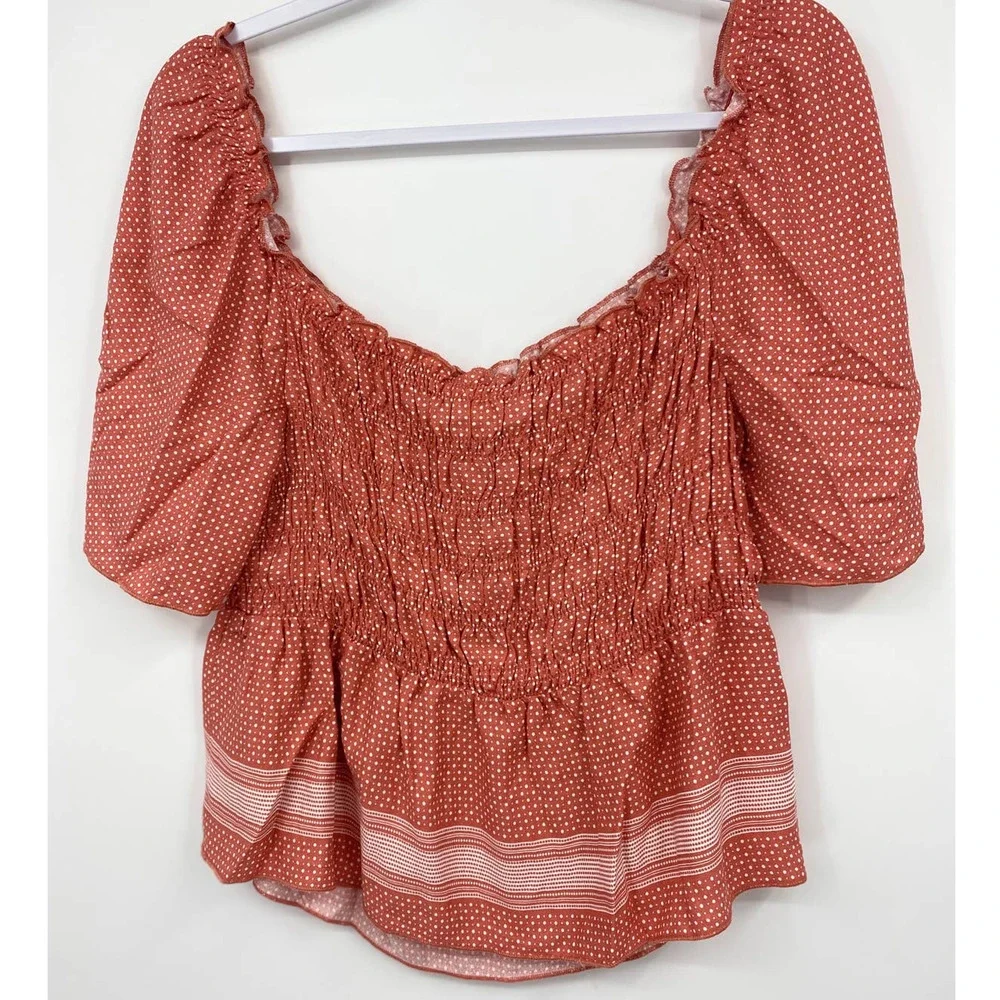 Urban Romantics Womens Off Shoulder Peasant Polka Dot Blouse NEW Small - Picture 10 of 10